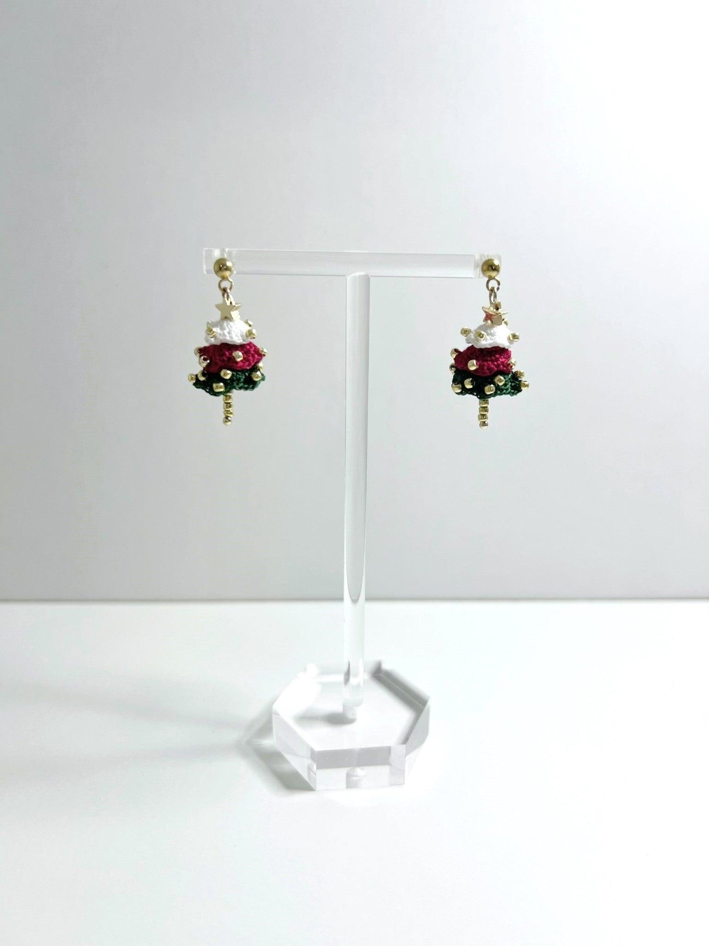 Christmas Tree Earrings Red Single.