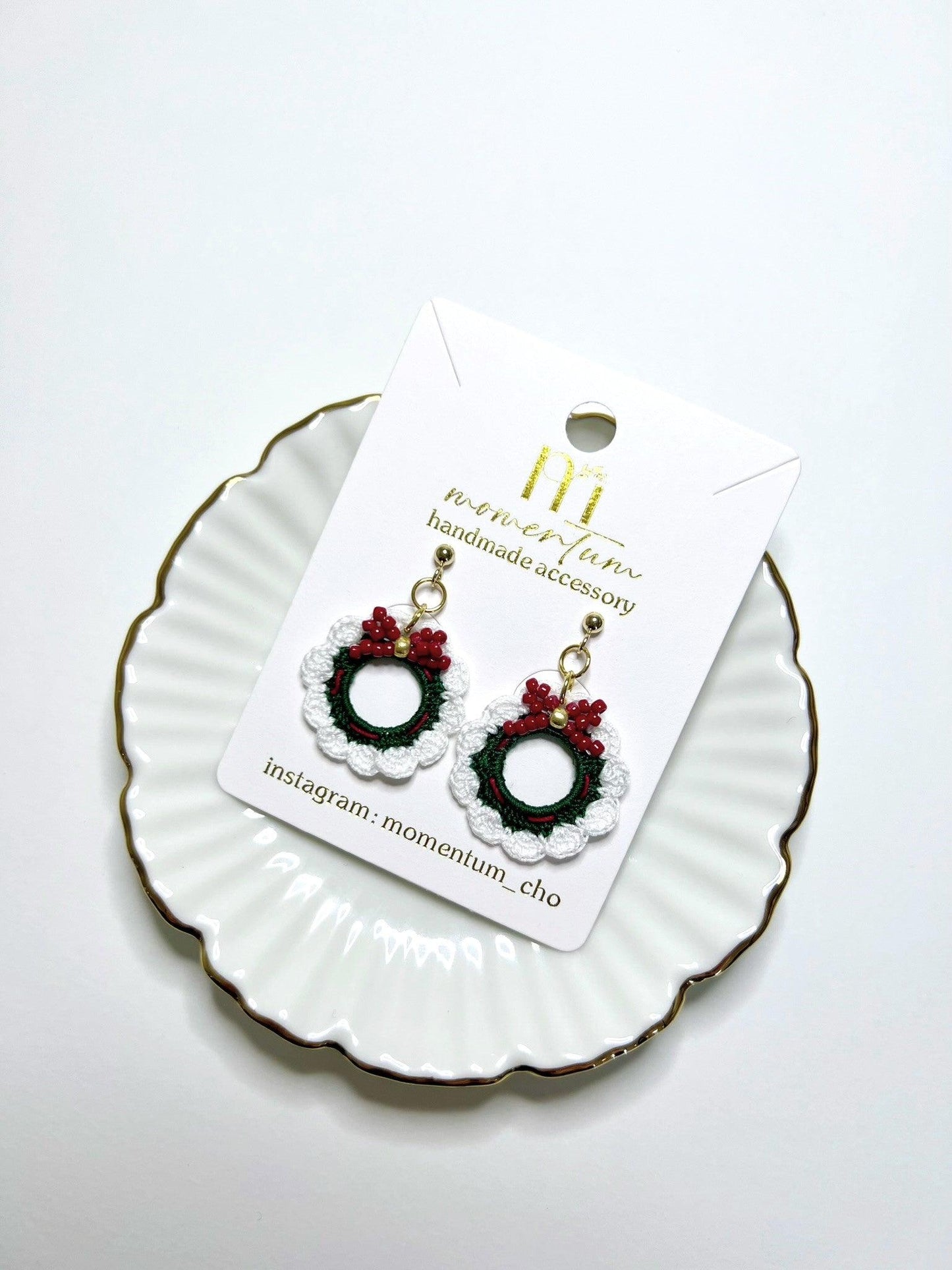 Christmas Wreath Earrings Card.