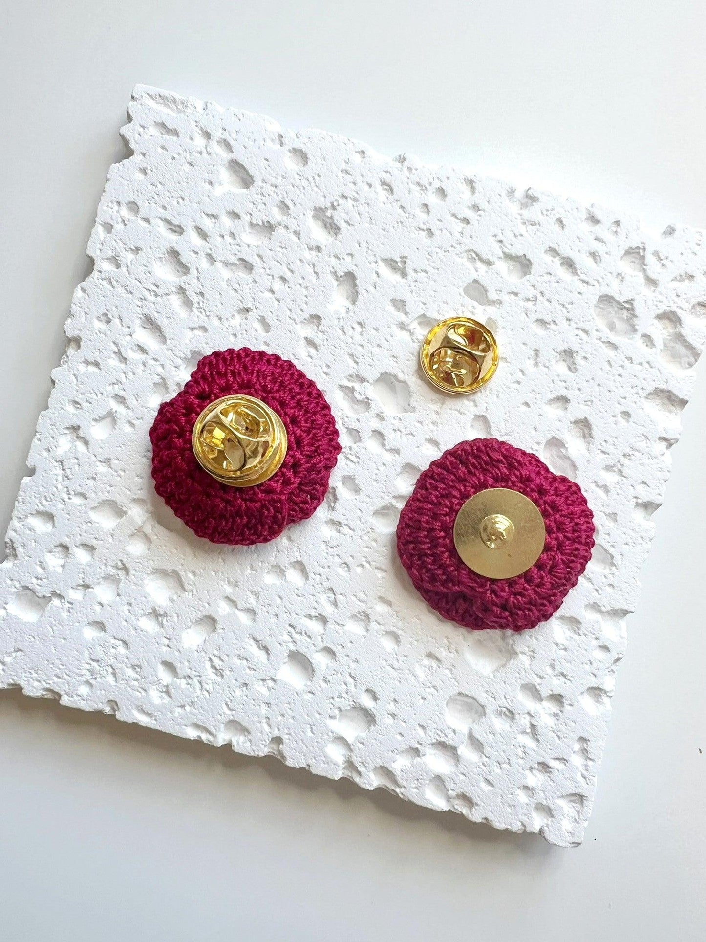 Red Poppy Brooch Back.