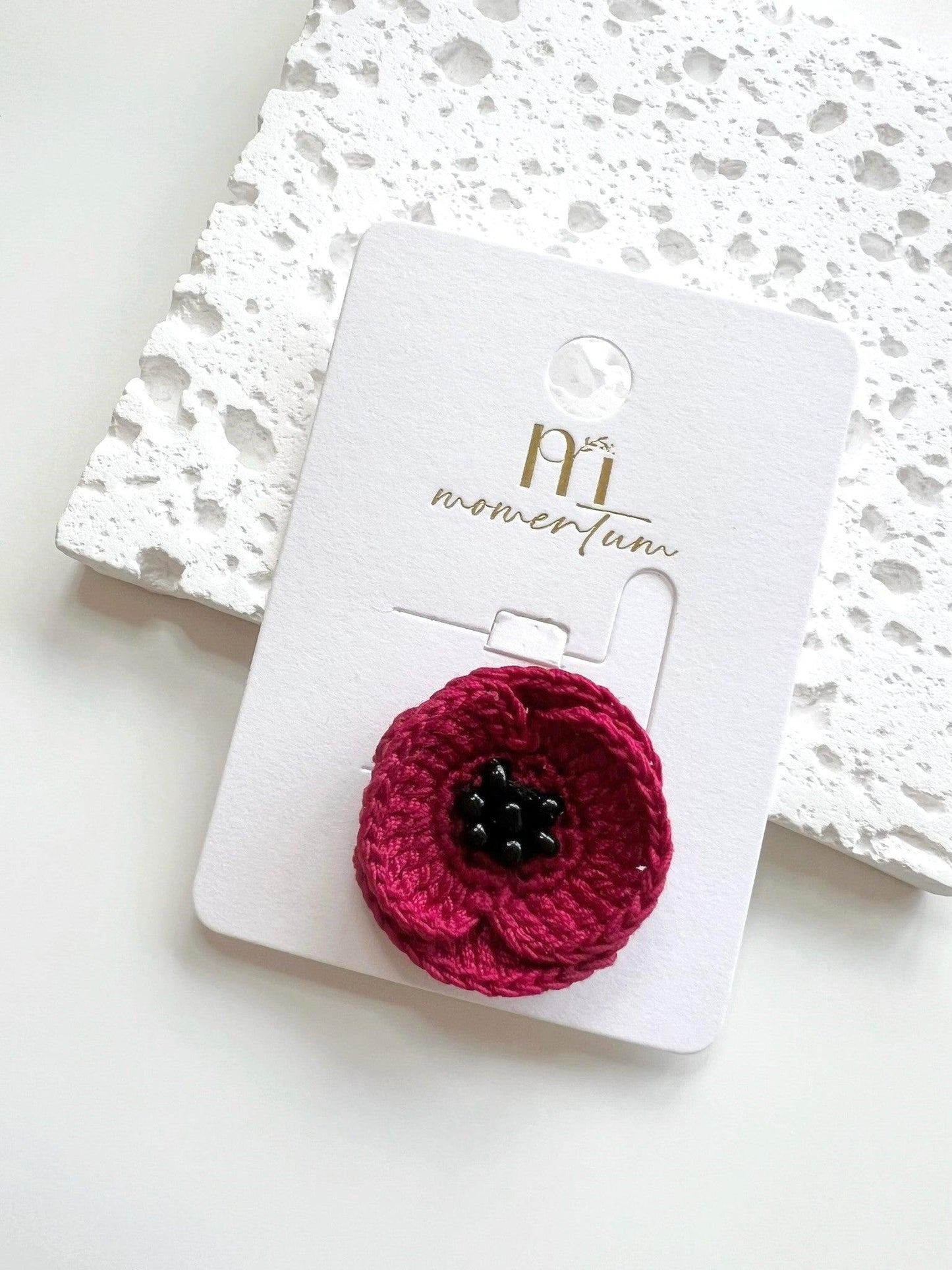 Red Poppy Brooch Close-up.