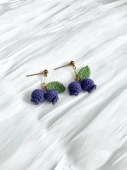Blueberries Dream Earrings Blue Closed Up.