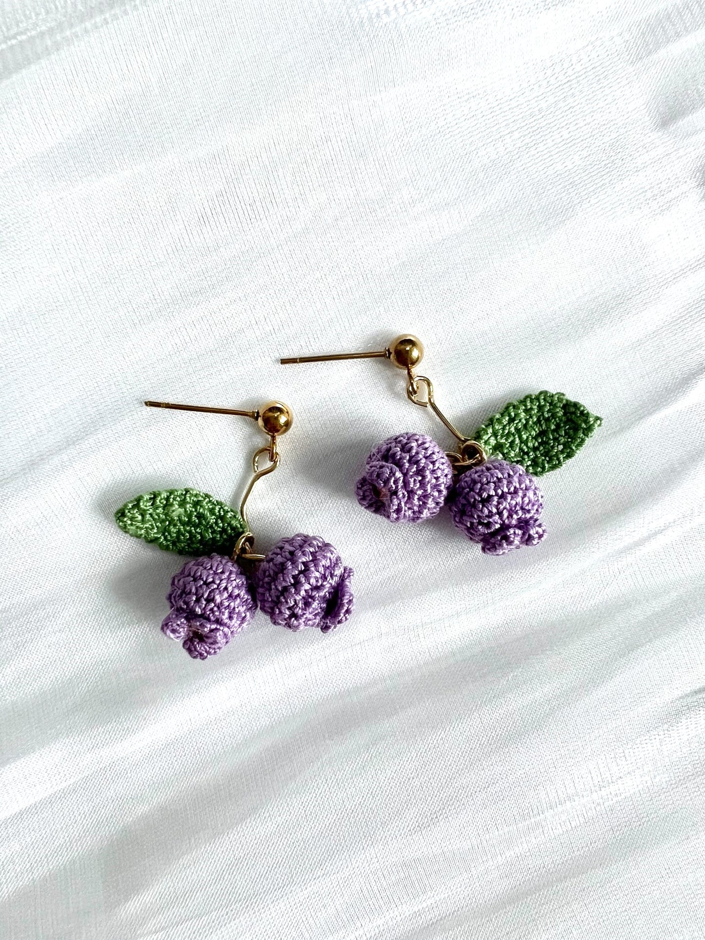Blueberries Dream Earrings Purple Closed Up.