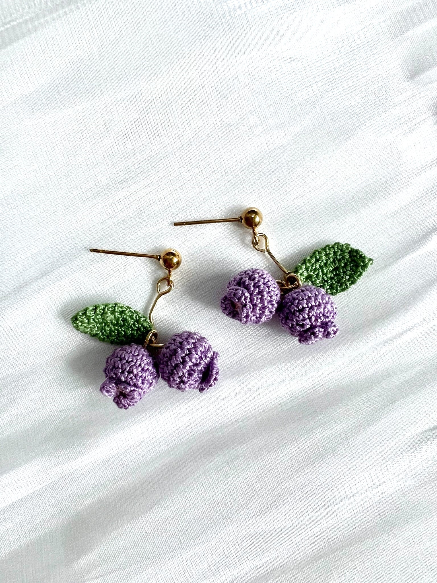 Blueberries Dream Earrings Purple Closed Up.
