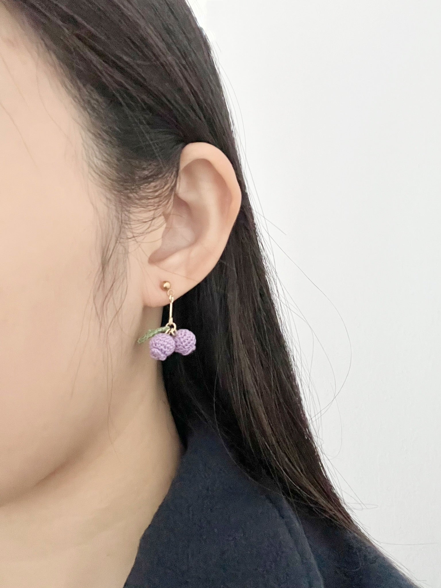 Blueberries Dream Earrings Purple Demo.
