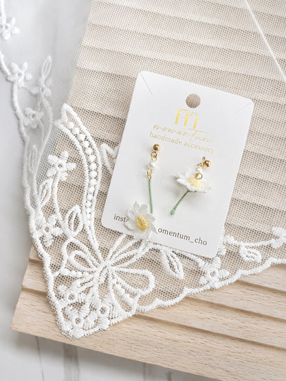 Dewdrop Blue Earrings White.