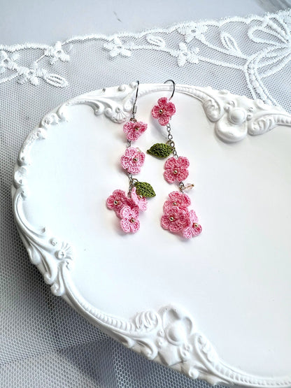 Floral Drop Earring Pink.