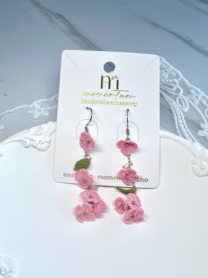 Floral Drop Earring Pink Closed Up.
