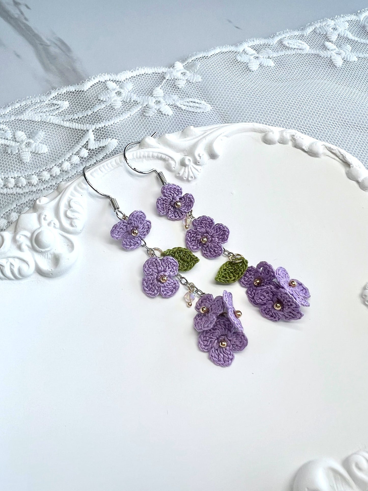 Floral Drop Earring Purple.