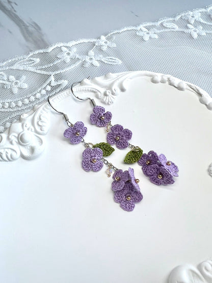 Floral Drop Earring Purple.