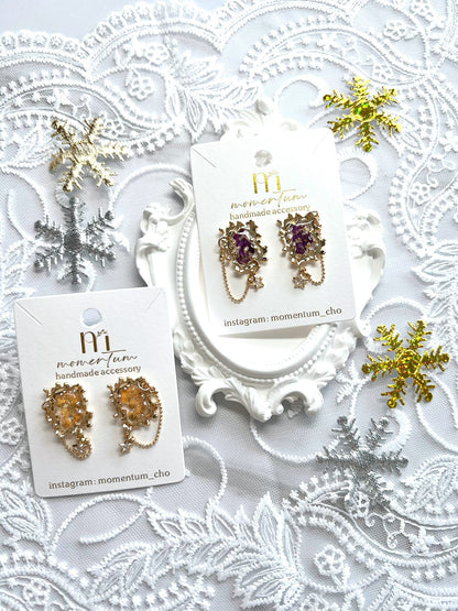 Masterpiece Earrings OrangePurple.