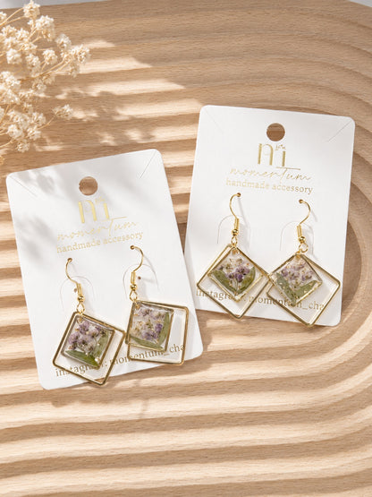 Monet Frame Earrings White Purple.