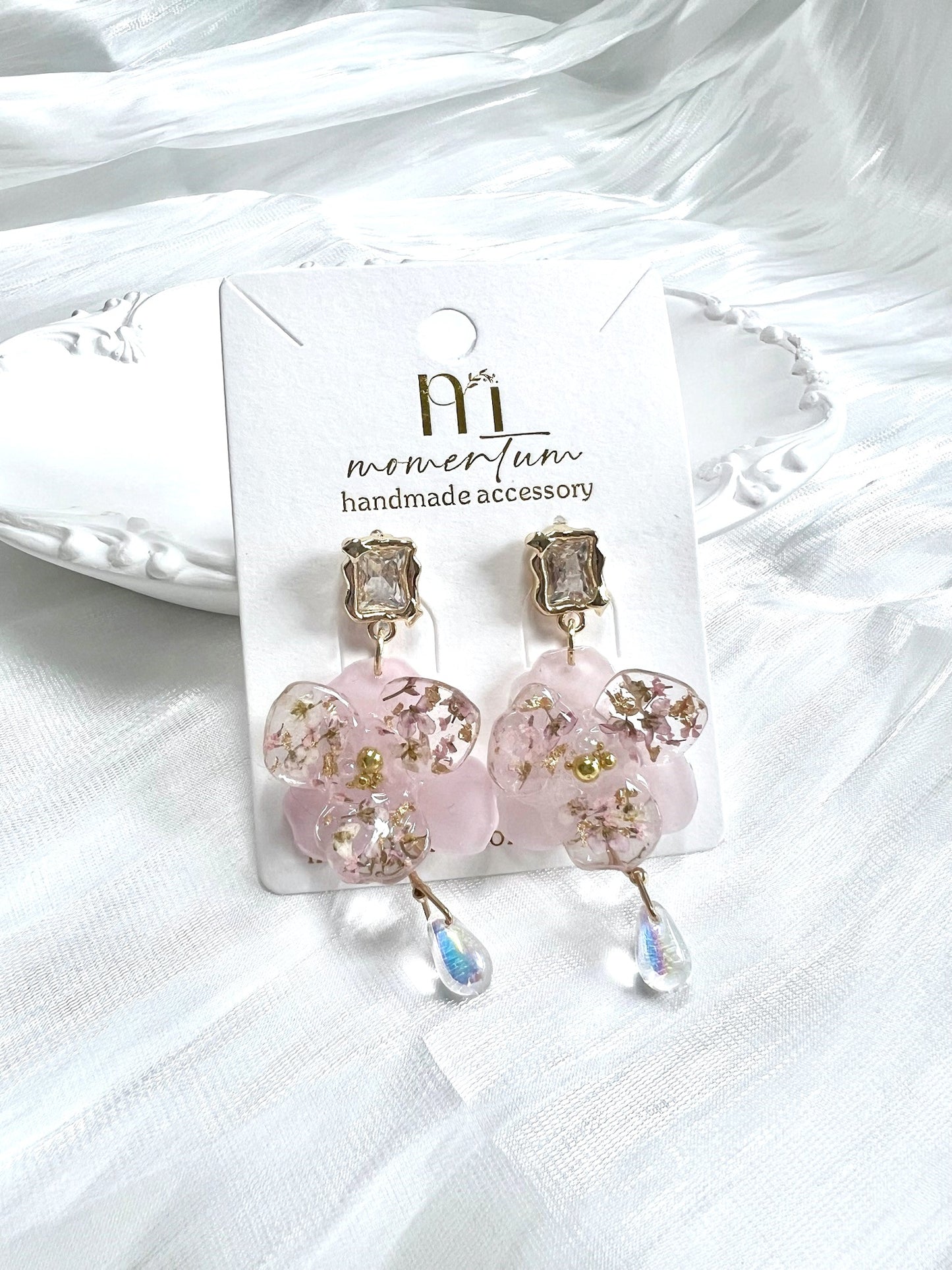 Rainlight Flora Earrings Card Pink.