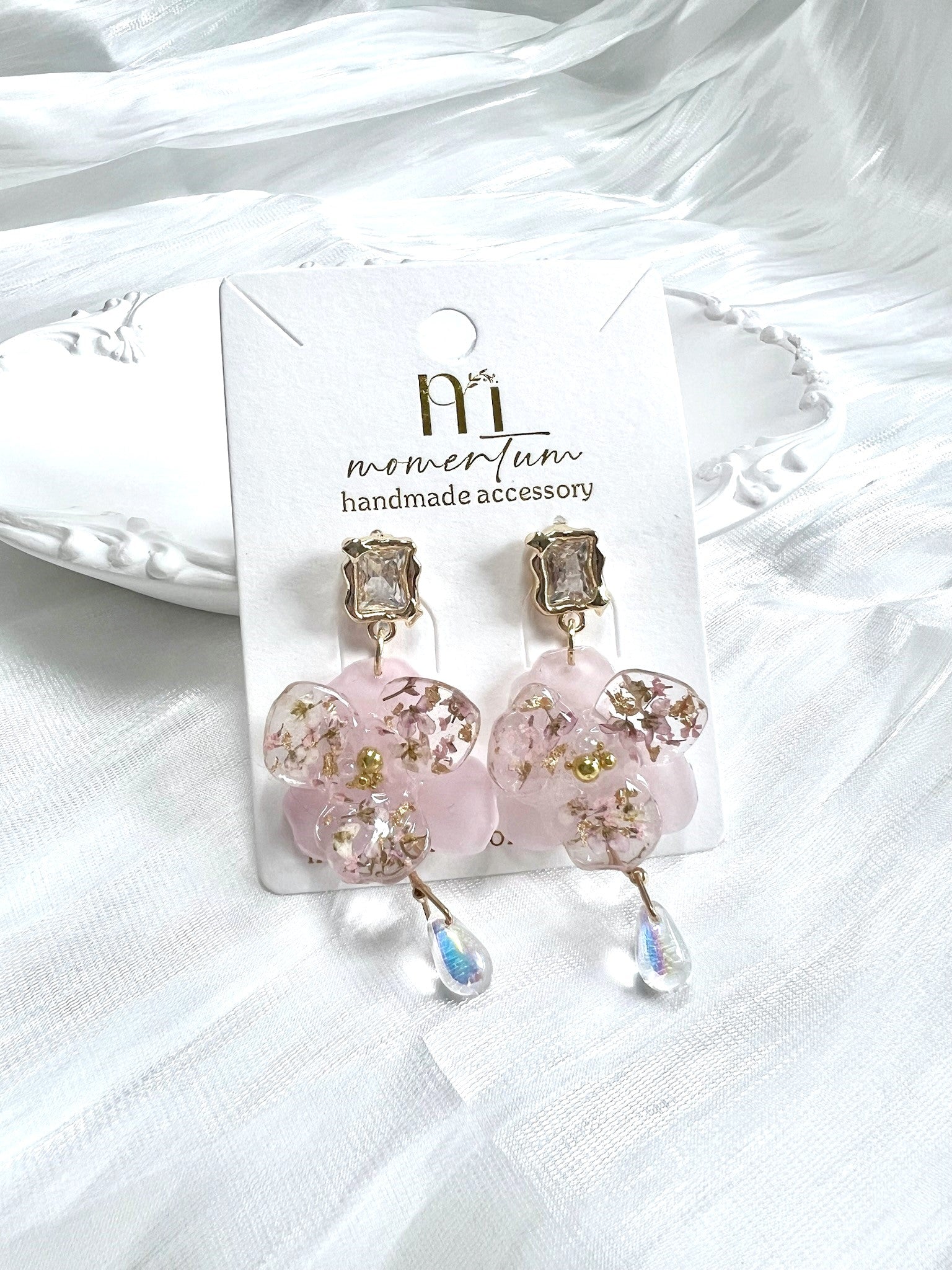 Rainlight Flora Earrings Card Pink.