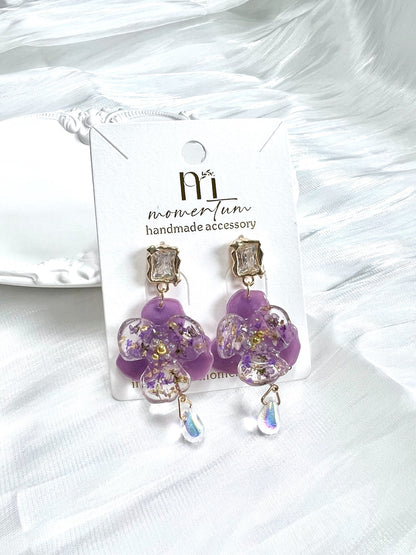 Rainlight Flora Earrings Card Purple.