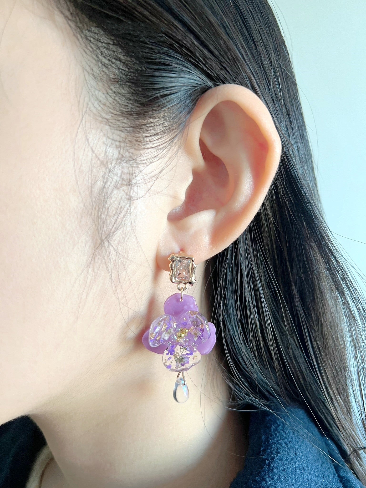 Rainlight Flora Earrings Demo Purple.