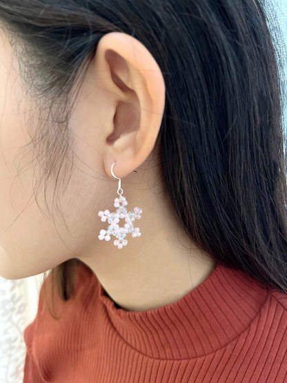 Snowflakes Earrings Pink Demo.