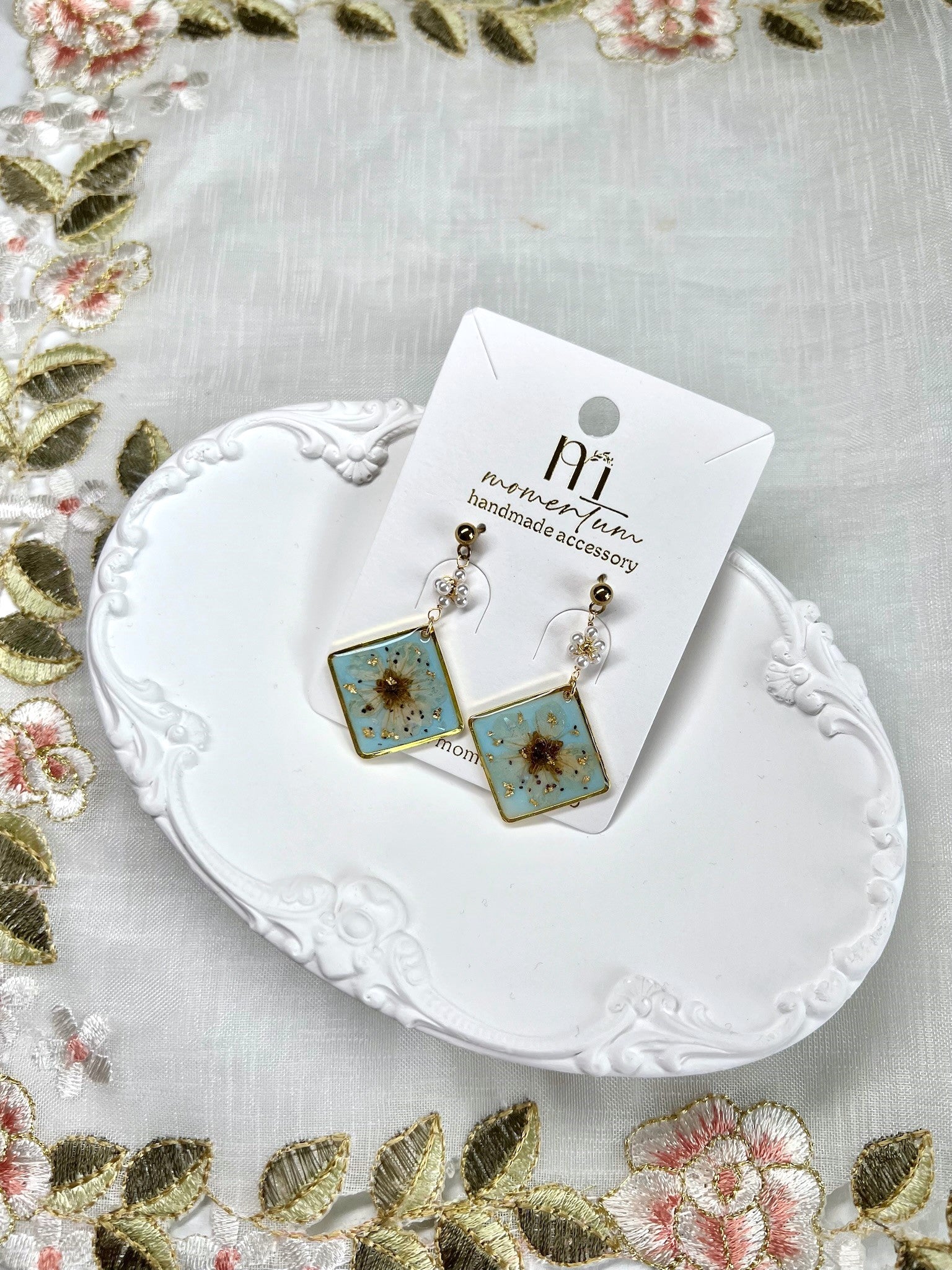 Ume Blossom Earrings Blue.